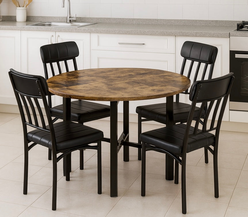 Rustic Round Dining Table Set for 4