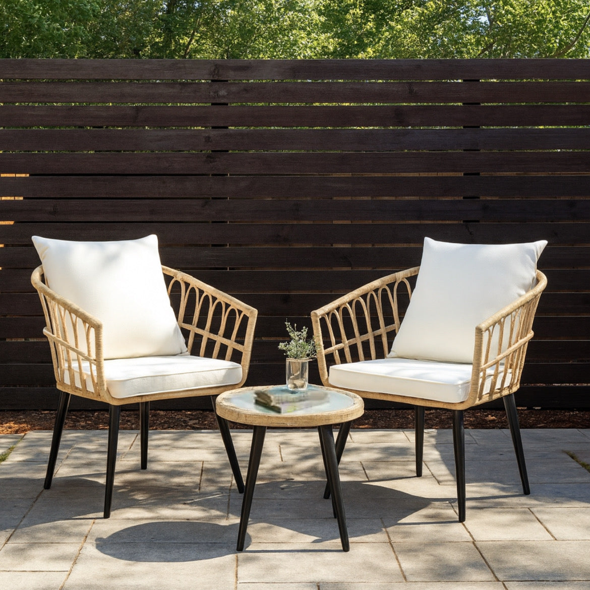 Outdoor Wicker Armchairs (Set of 2)