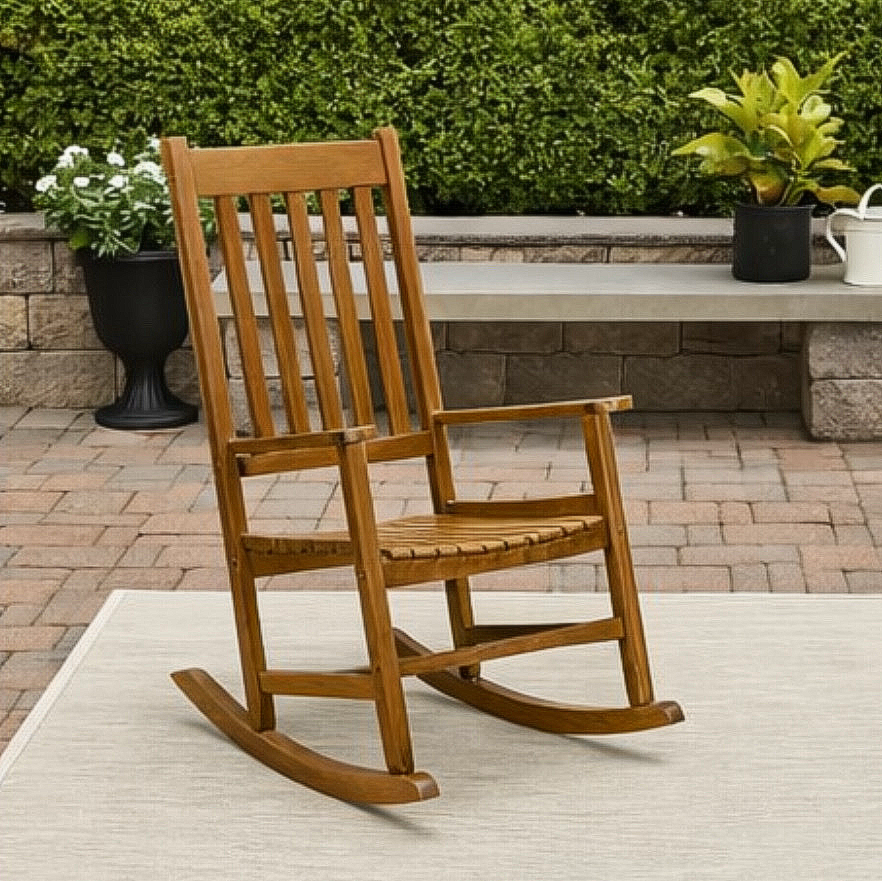 High-Back Wooden Rocking Chair