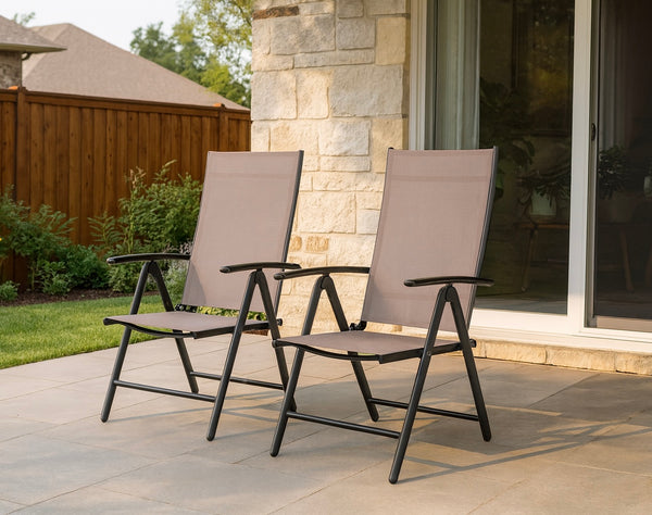 Outdoor Folding Chairs w/ 7-Level Adjustable Backrest (Set of 2)