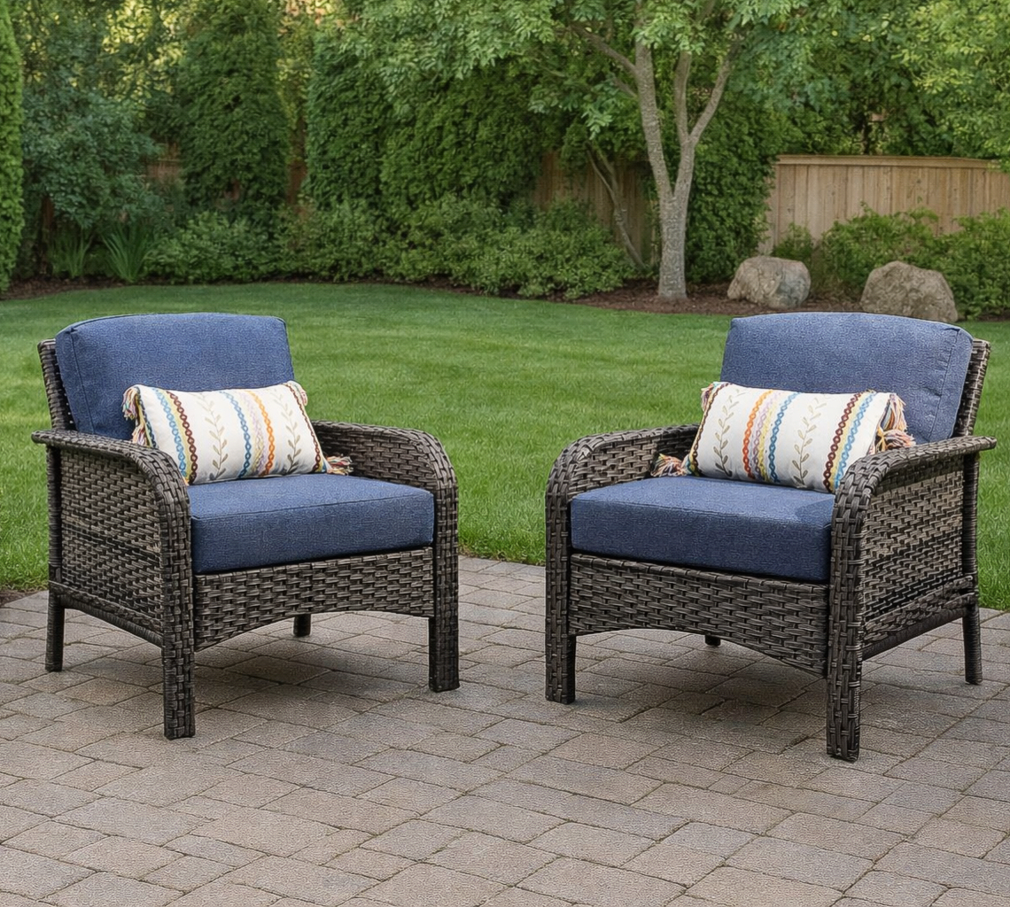 Backyard Patio Chairs w/ Premium Cushions (Set of 2)