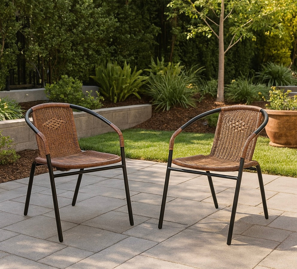 Modern Rattan Outdoor Stackable Chair (Set of 4)