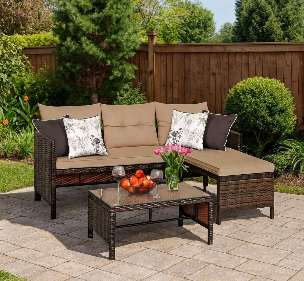 3- Piece Poolside Rattan Sofa Set