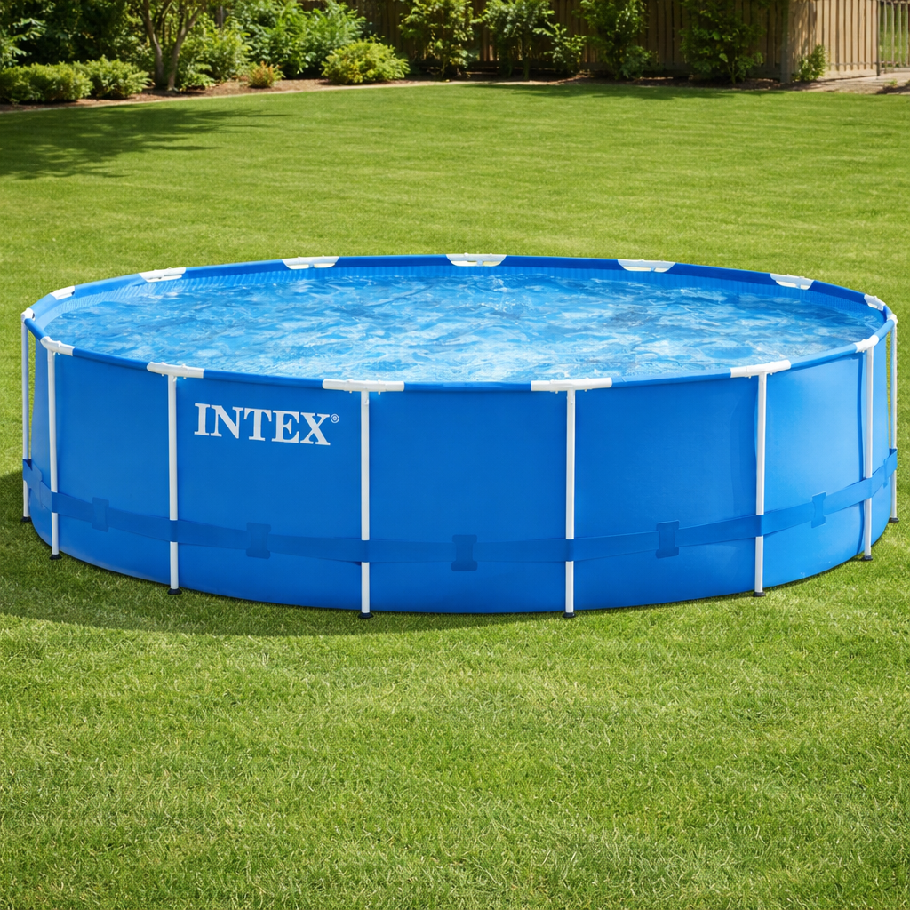 Intex Metal Round Above Ground Swimming Pool w/ Pump