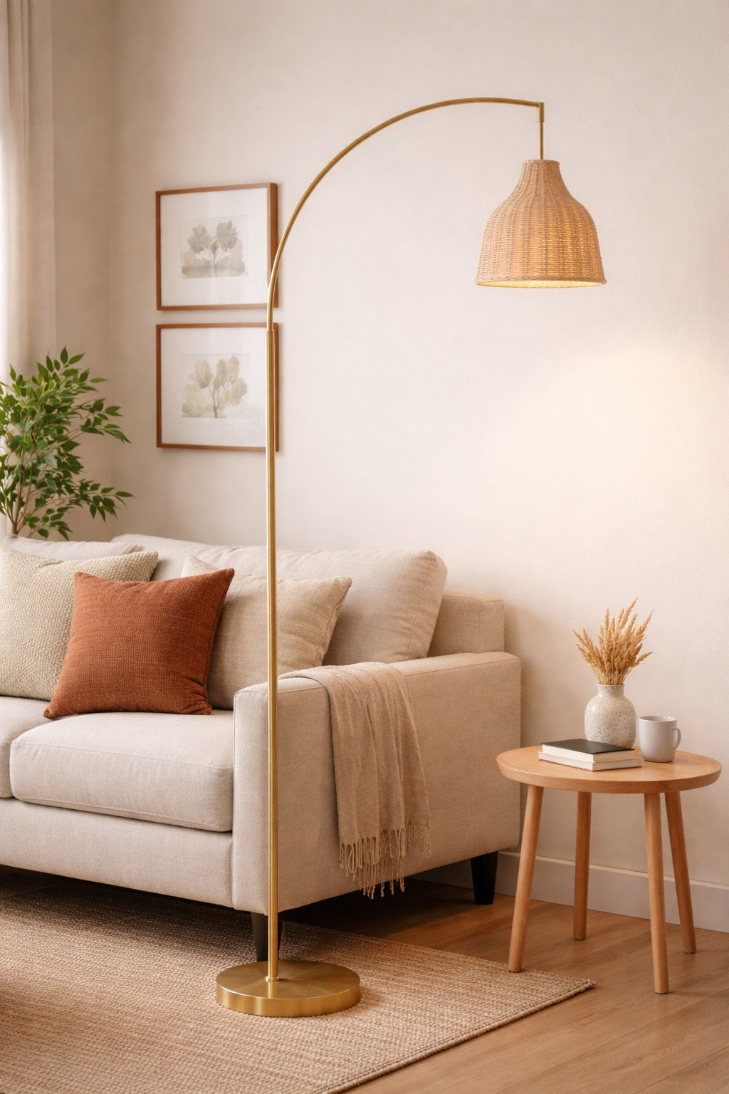 Rattan Arc Floor Lamp