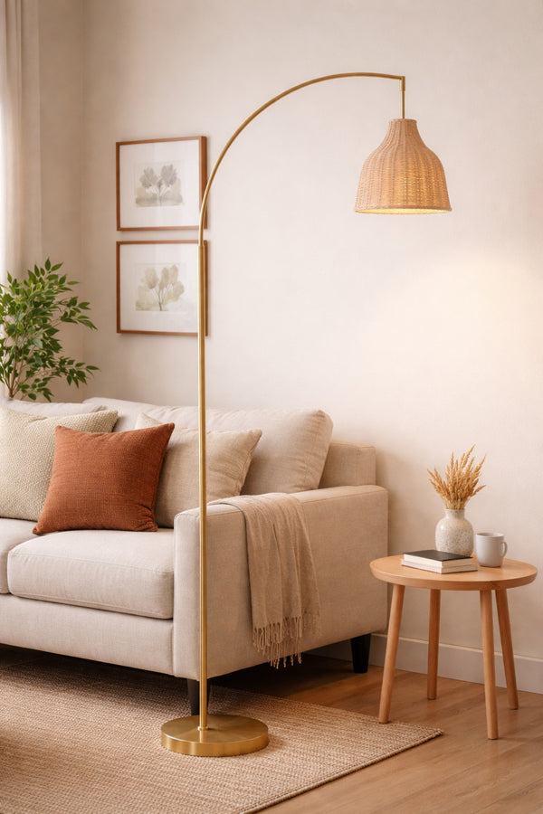 Rattan Arc Floor Lamp