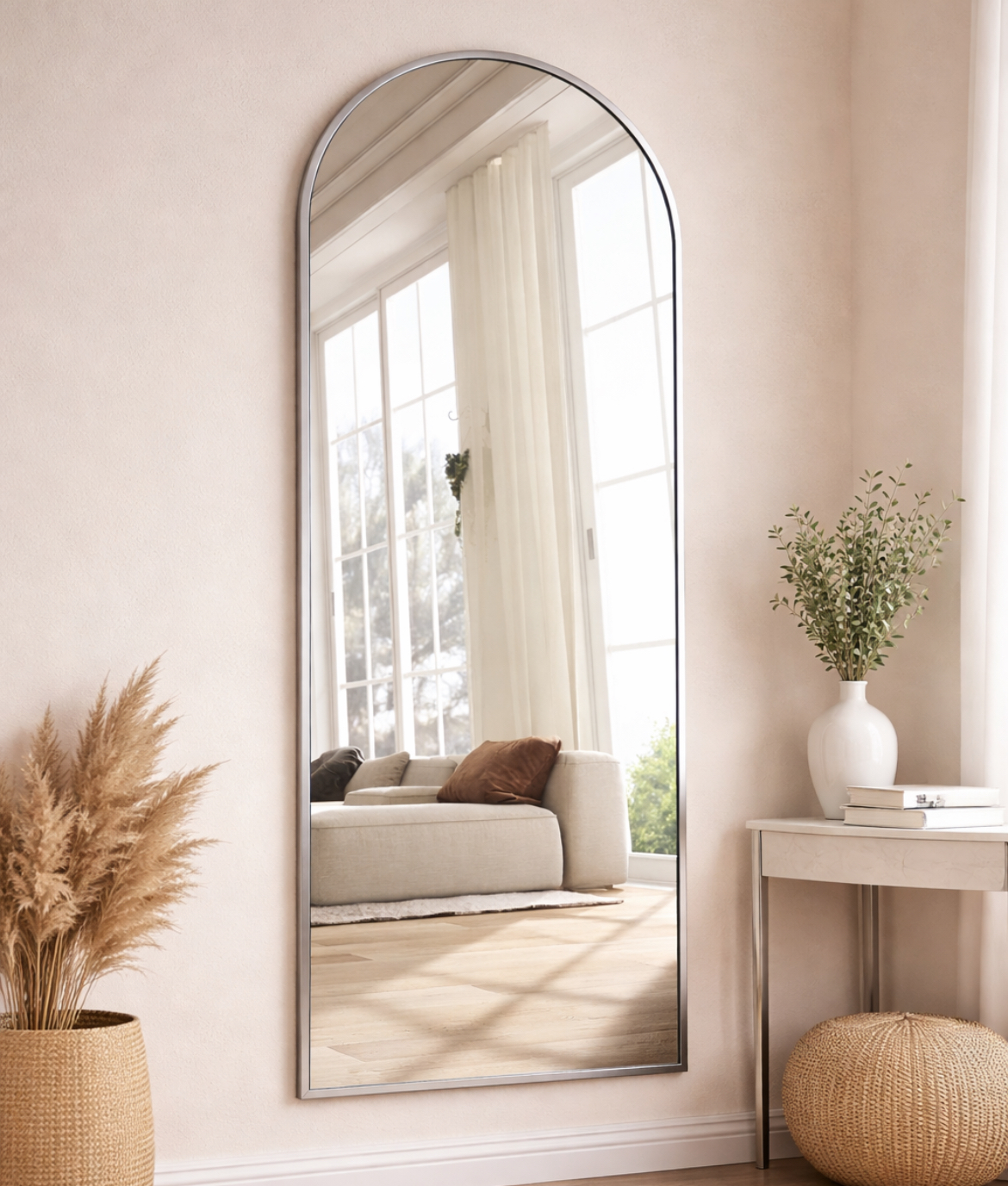 Arched Oversized Full Length Mirror w/ Stand