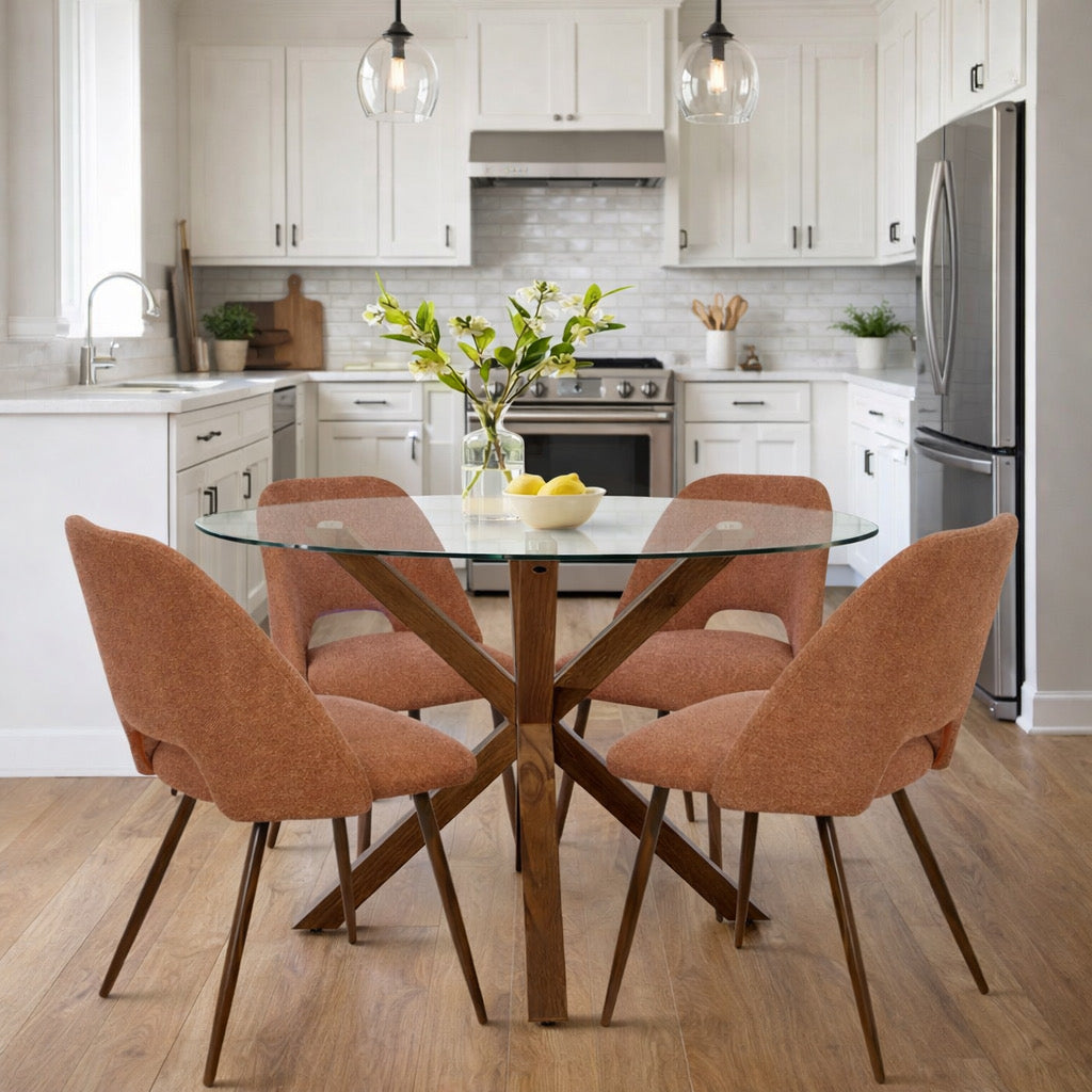 5-Piece Round Glass Table Set