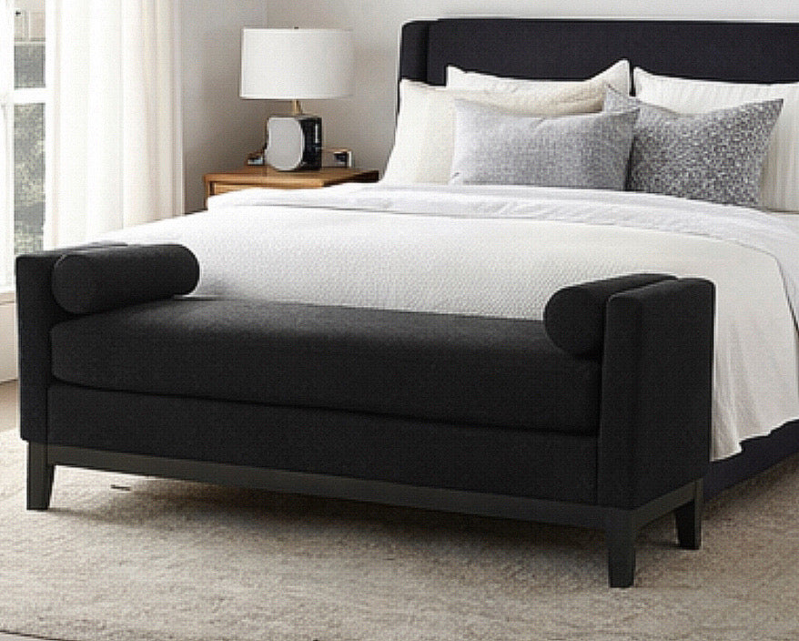 66” End-of-Bed Bench w/ Arms & Pillows