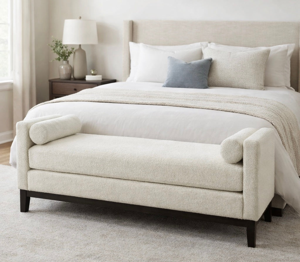 66” End-of-Bed Bench w/ Arms & Pillows