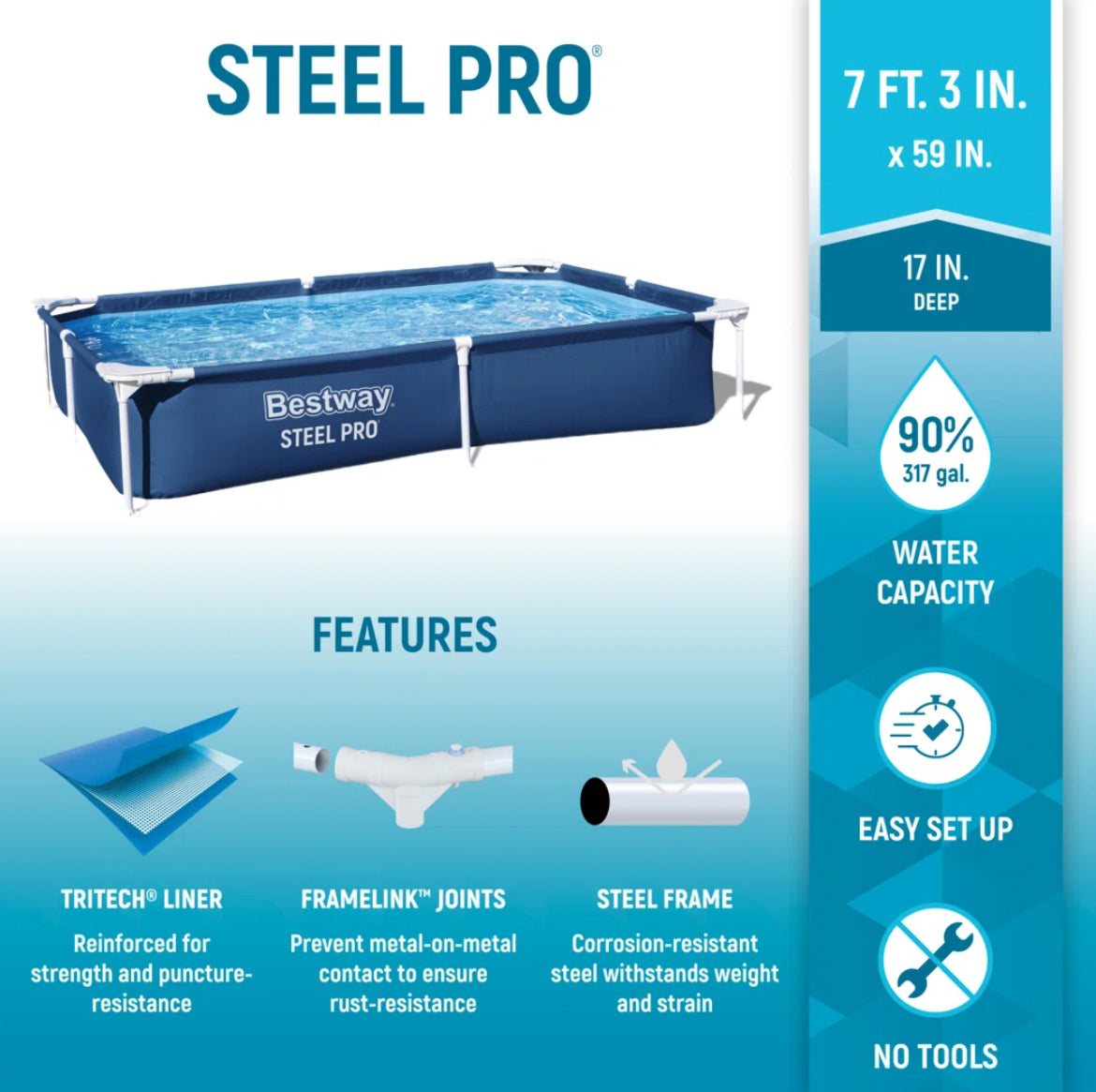 Bestway Steel Pro Rectangular Above Ground Swimming Pool