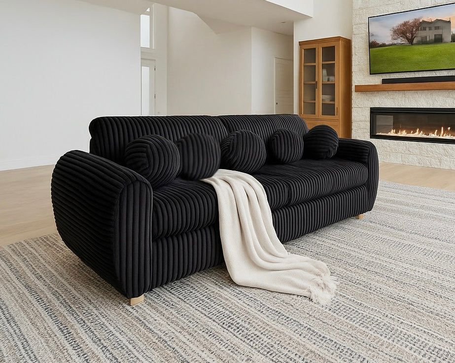 Corduroy Loveseat w/ 5 Pillows
