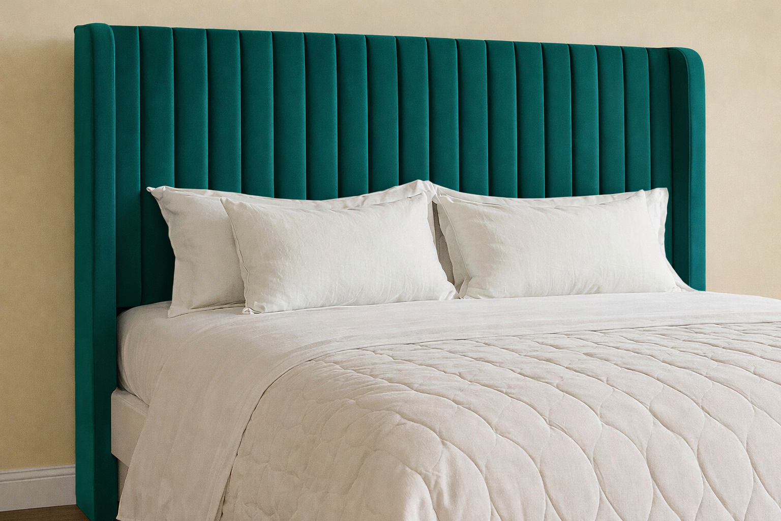 Velvet Platform Bed w/ Headboard