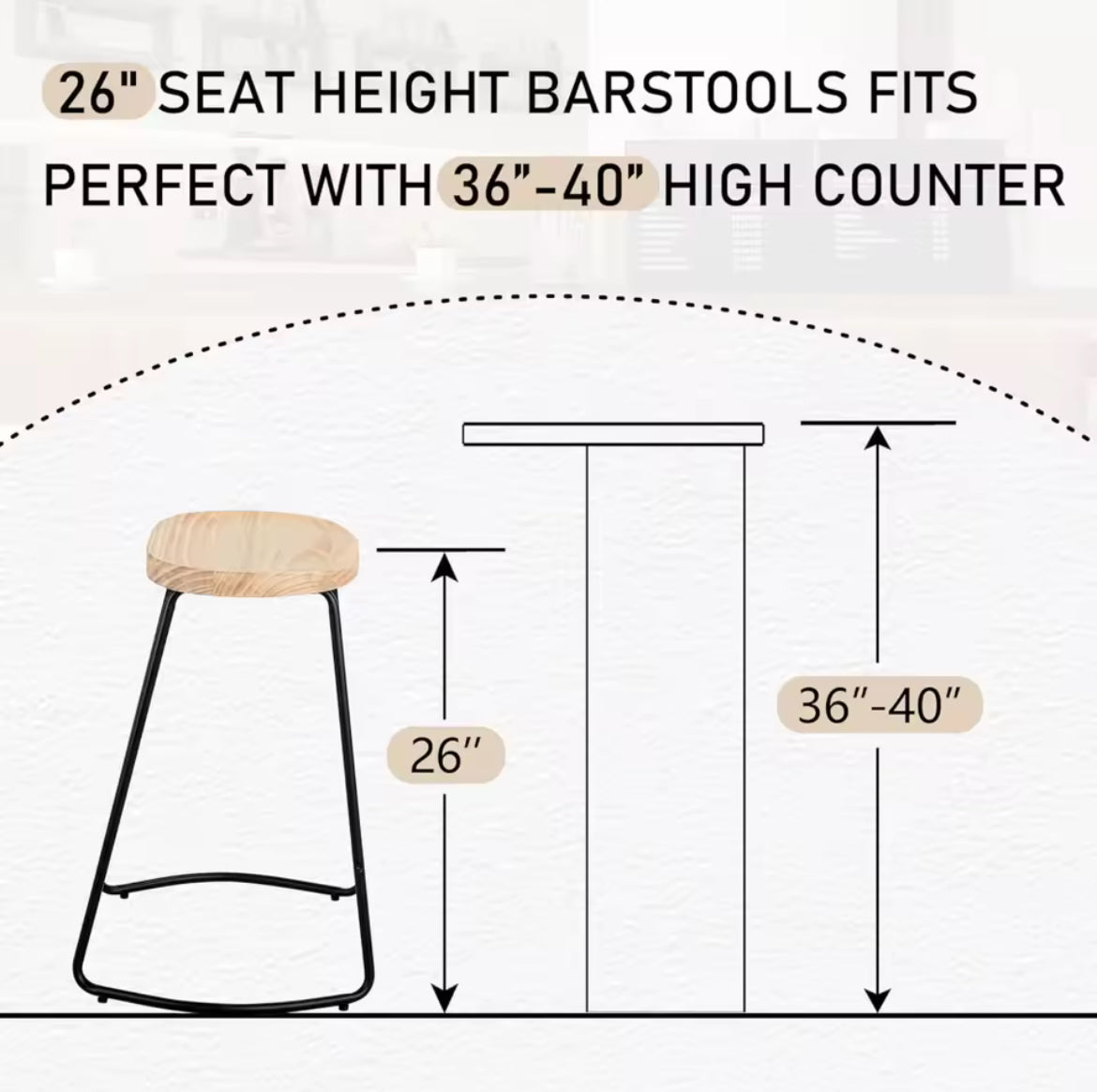 Solid Wood Counter Bar Stools