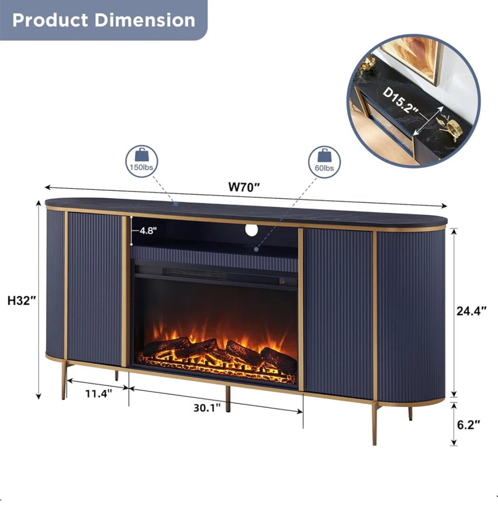 Fluted Fireplace TV Stand