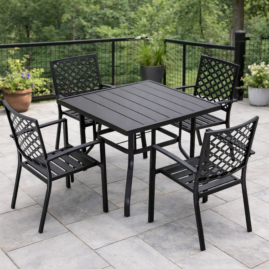 Iron Finish Backyard Table Set
