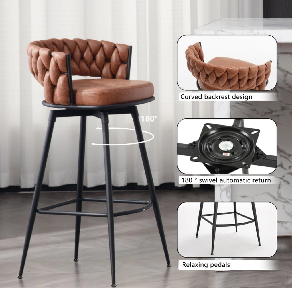 Counter Swivel Bar Stool w/ High Backrest (Set of 2)