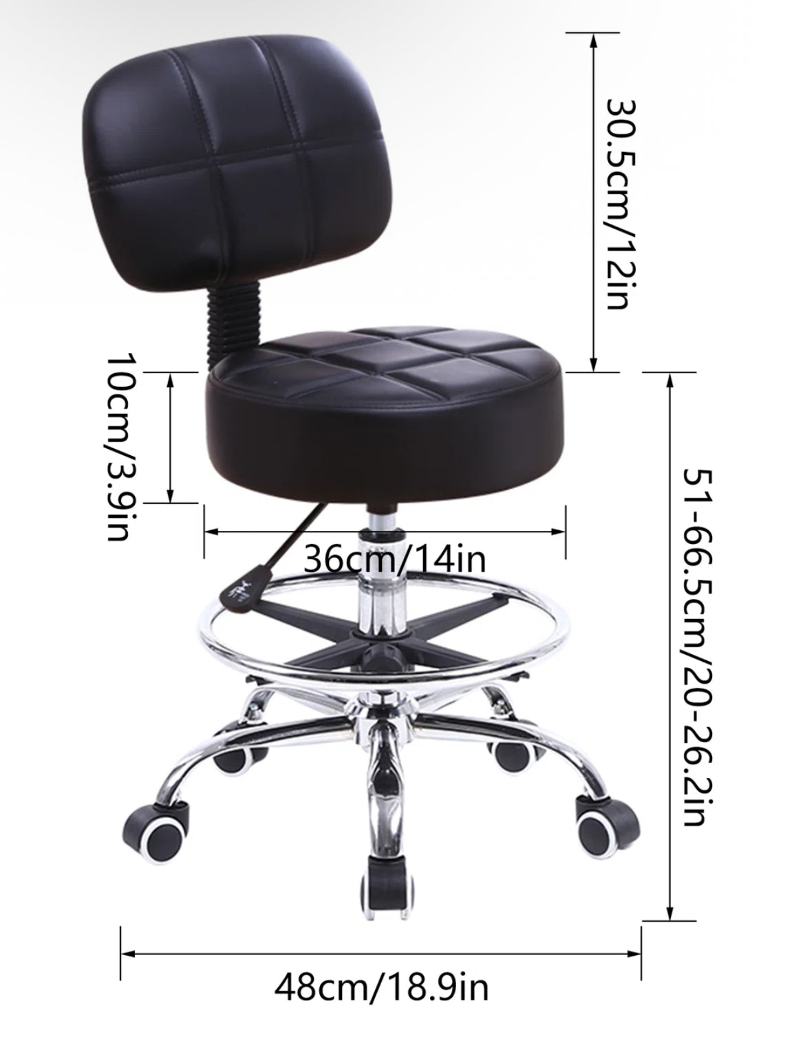 Leather Rolling Office Stool