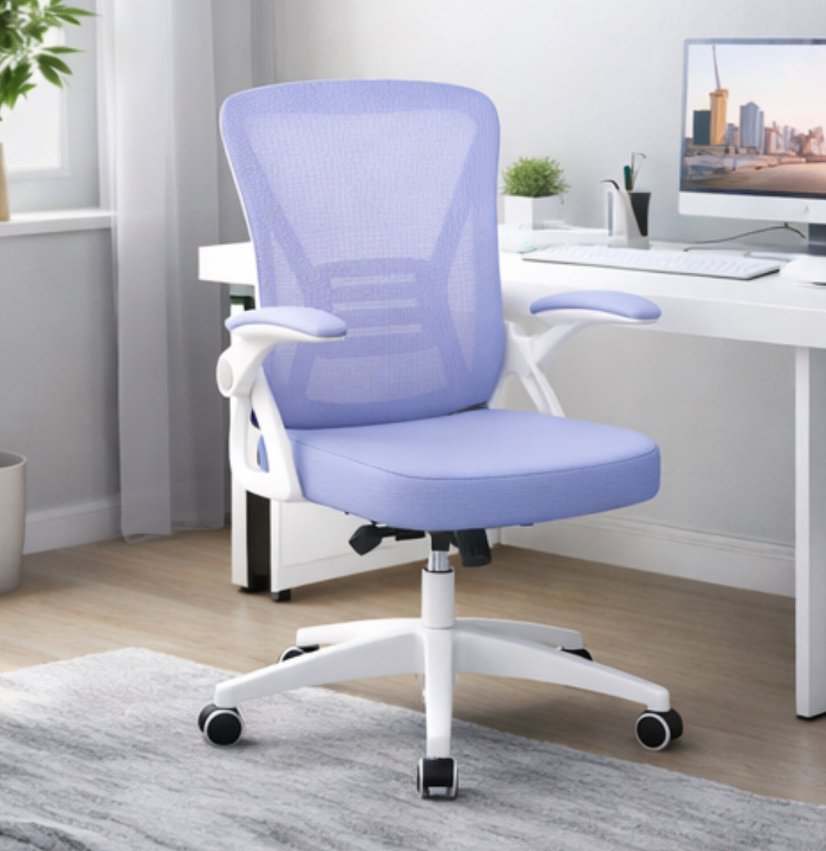 Mid-Back Swivel Ergonomic Office Chair w/ Adjustable Arms & Mesh Lumbar Support