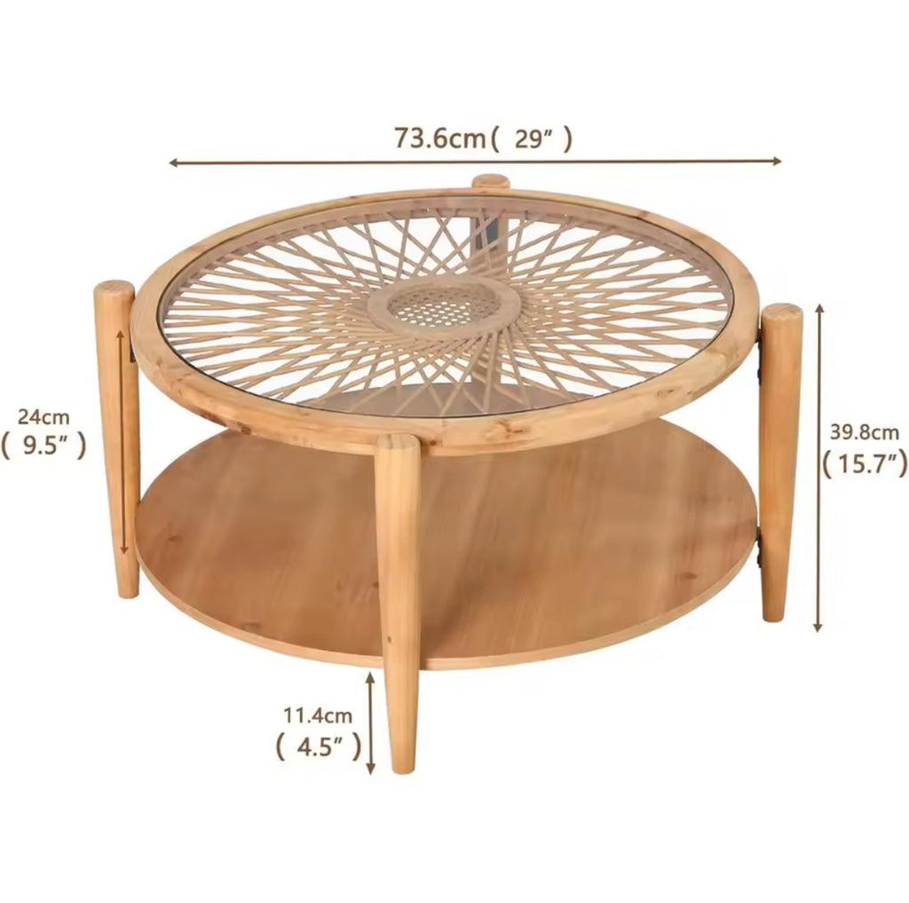Round Rattan Coffee Table