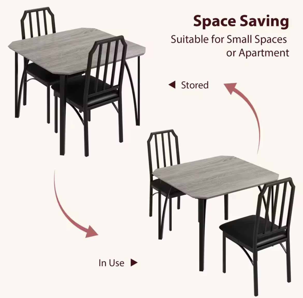 Modern 3-Piece Square Dining Set