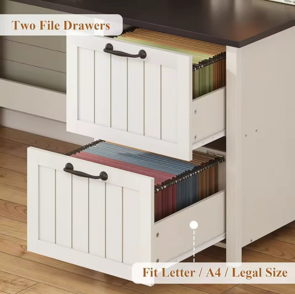 63” Office Desk w/ File Drawer & Monitor Stand