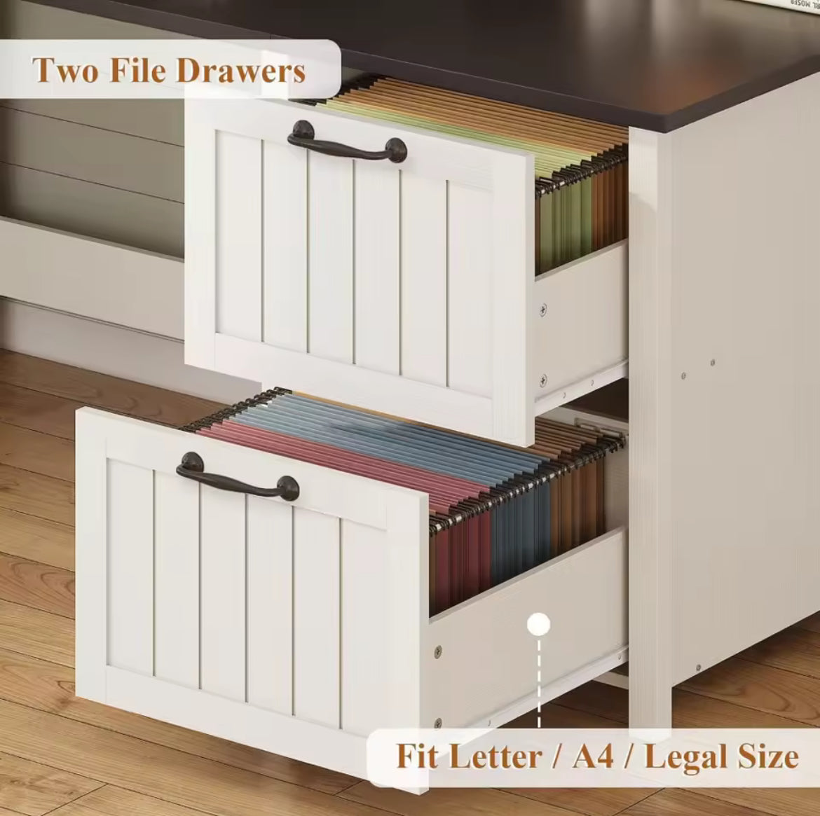 63” Office Desk w/ File Drawer & Monitor Stand