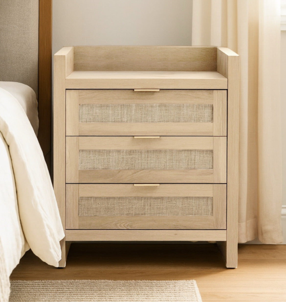 Rattan Nightstand w/ Charging Station (Set of 2)