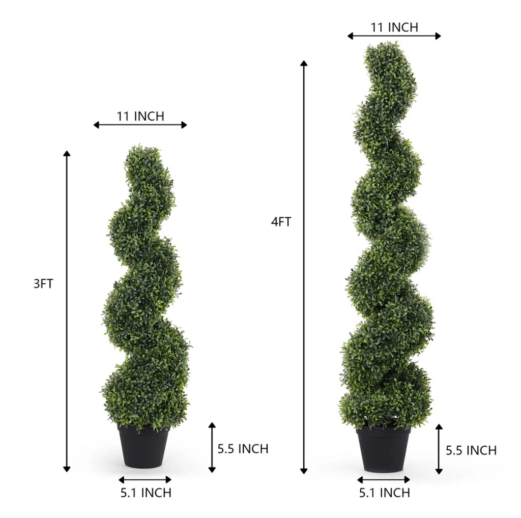 Spiral Green Boxwood Topiary (Set of 2)