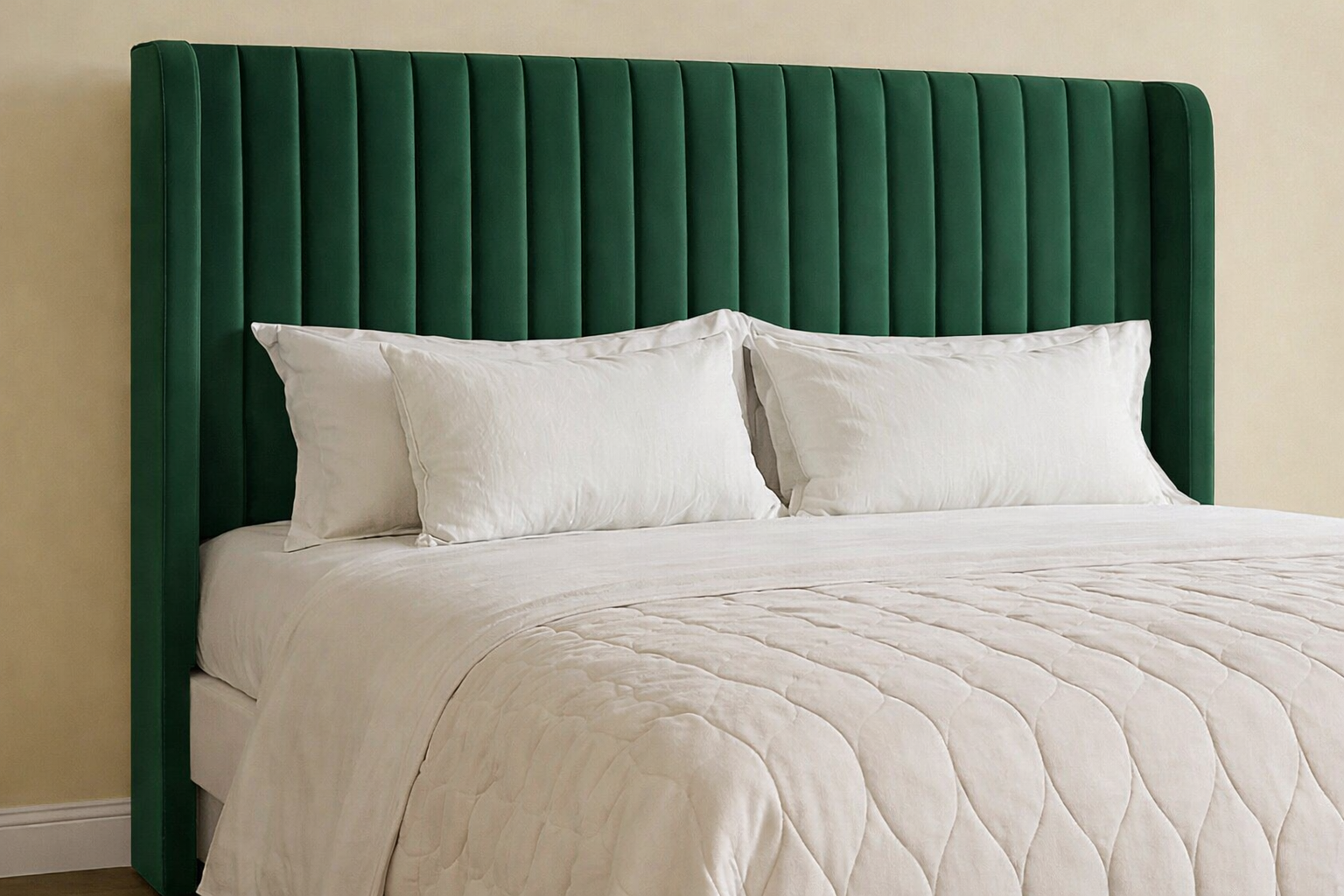 Velvet Platform Bed w/ Headboard
