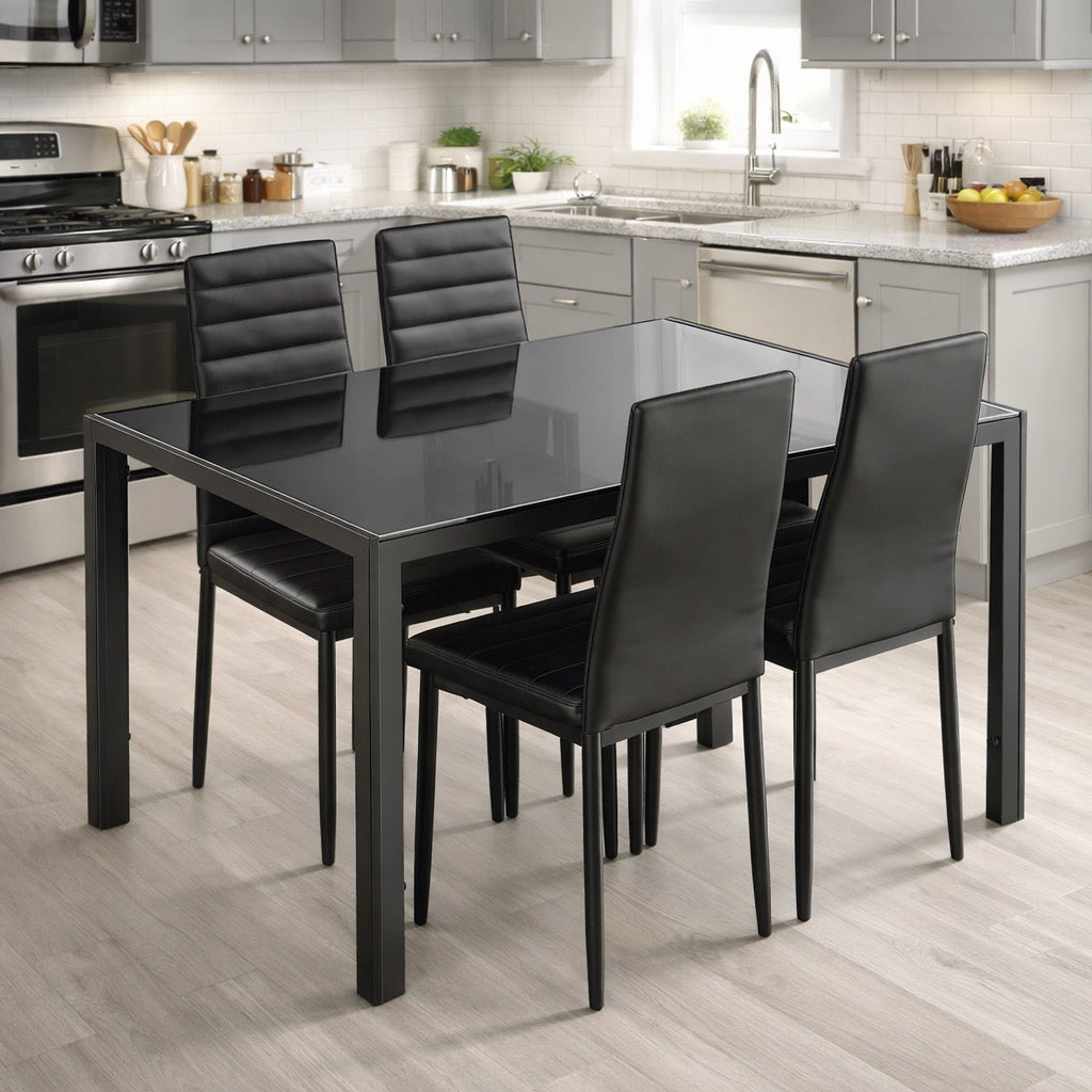 Modern Dining Table w/ Leather Chairs