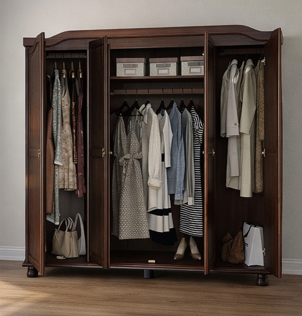 Solid Wood 4-Door Wardrobe