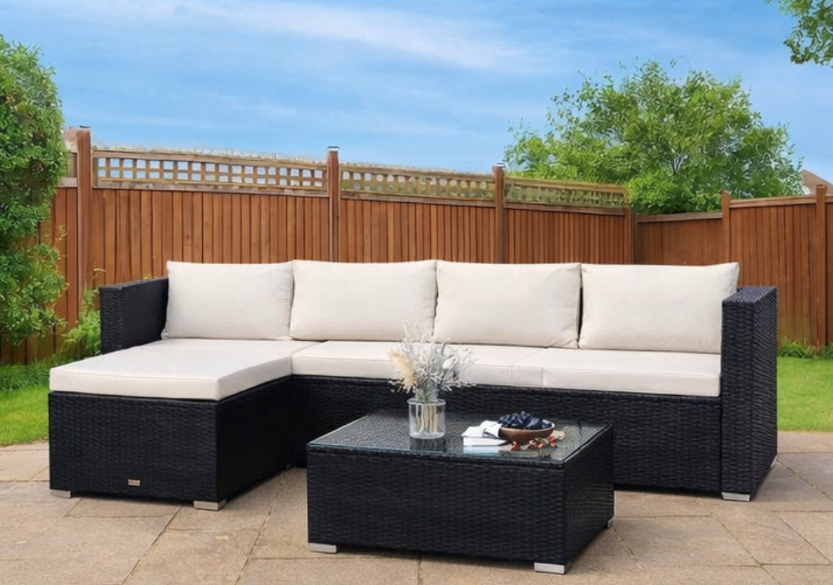 3-Piece L-Shaped Outdoor Patio Sofa Set