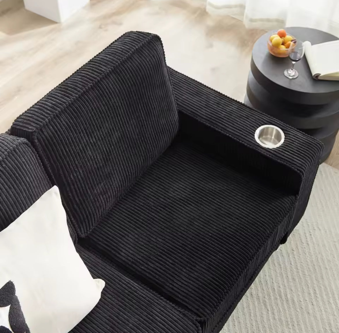 3-Seated Modern Sofa w/ 2 Cup Holders