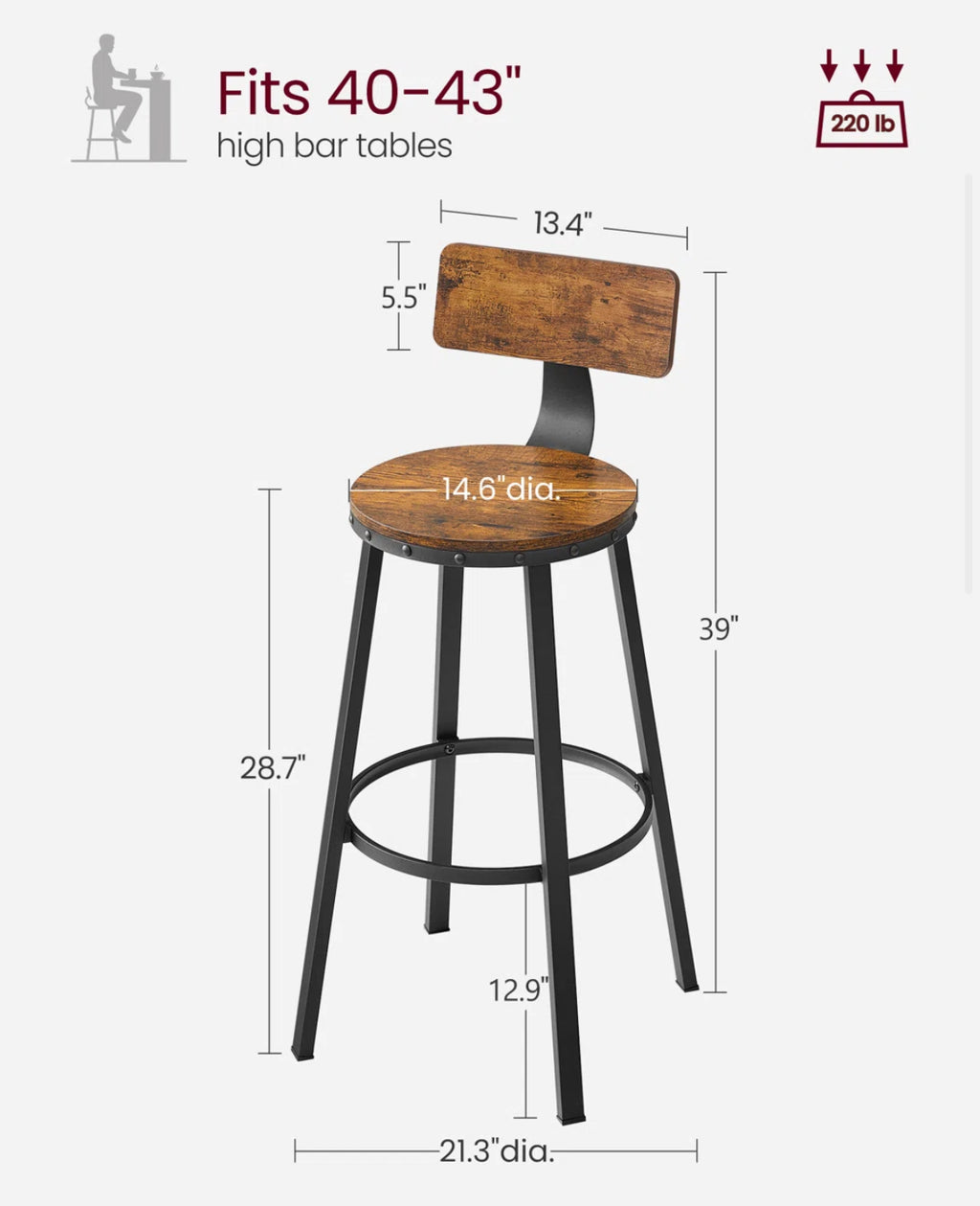 Industrial Bar Stool (Set of 2)