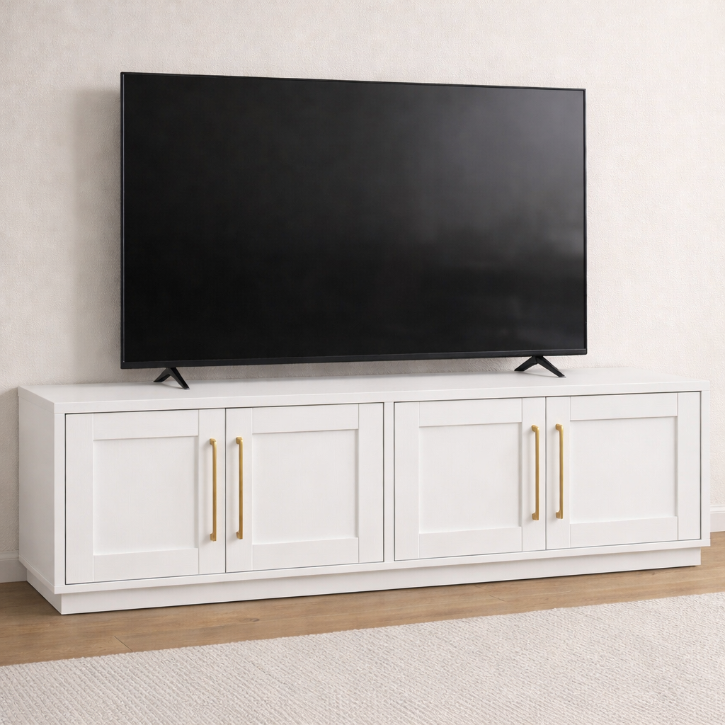 Family TV Stand w/ Adjustable Shelves