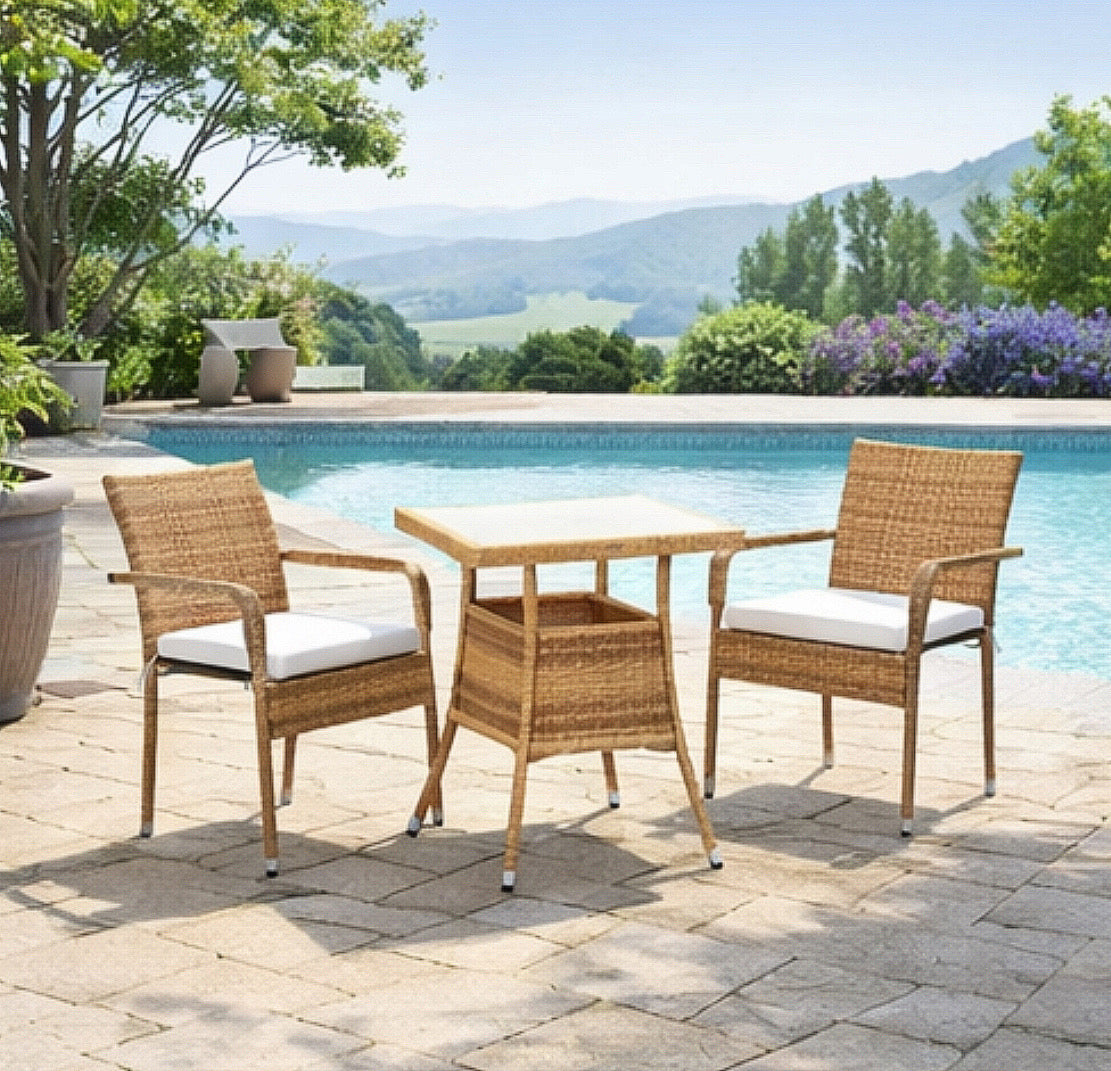 7-Piece Patio Dining Set w/ Brown Sling Chairs