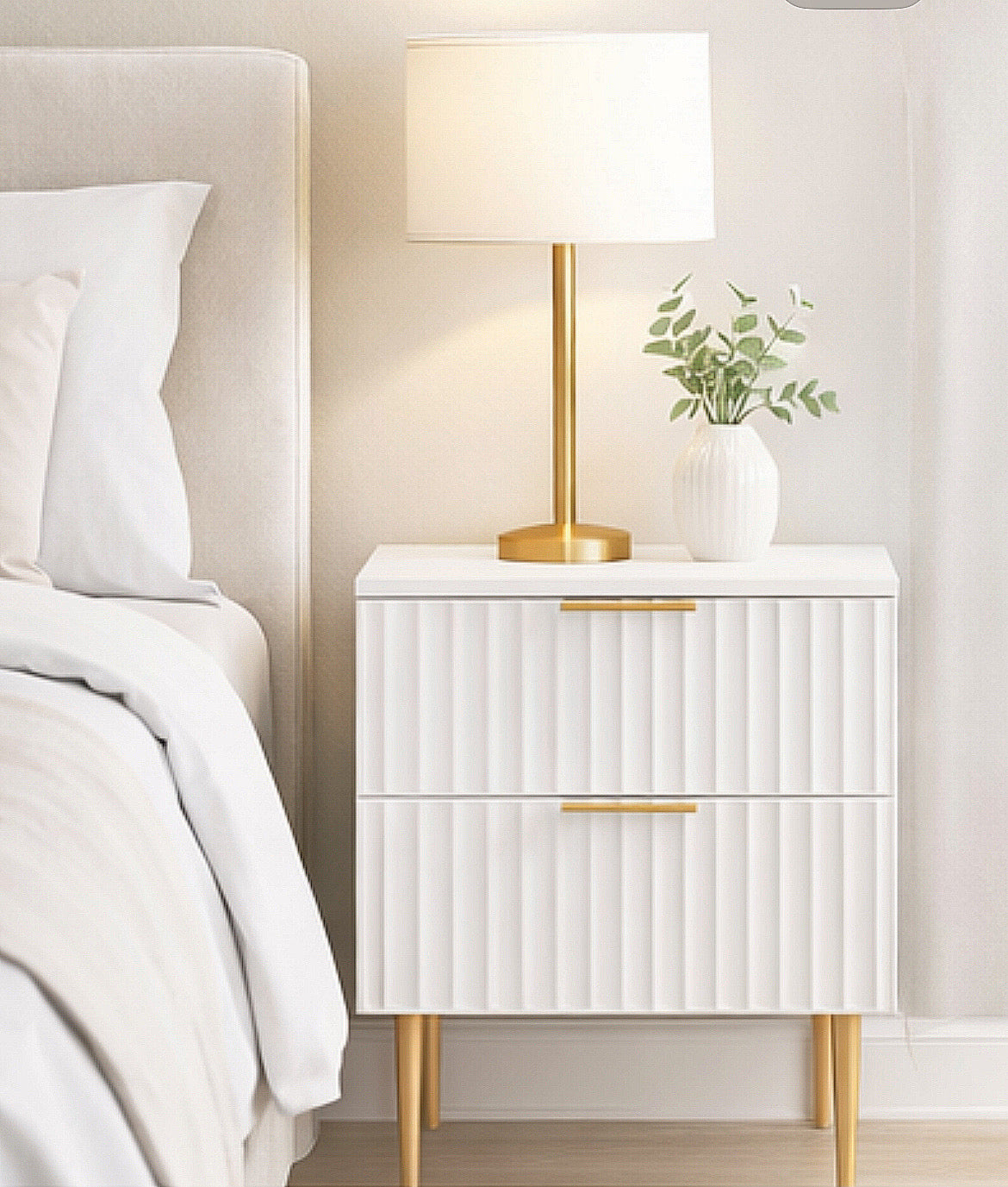 Modern Fluted Nightstand (Set of 2)