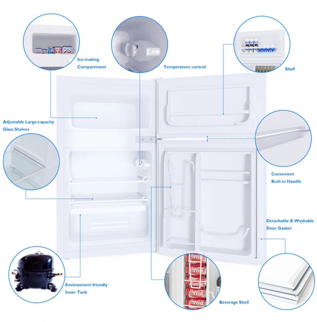 Costway 3.2 Cubic Feet Freestanding Mini Fridge with Freezer