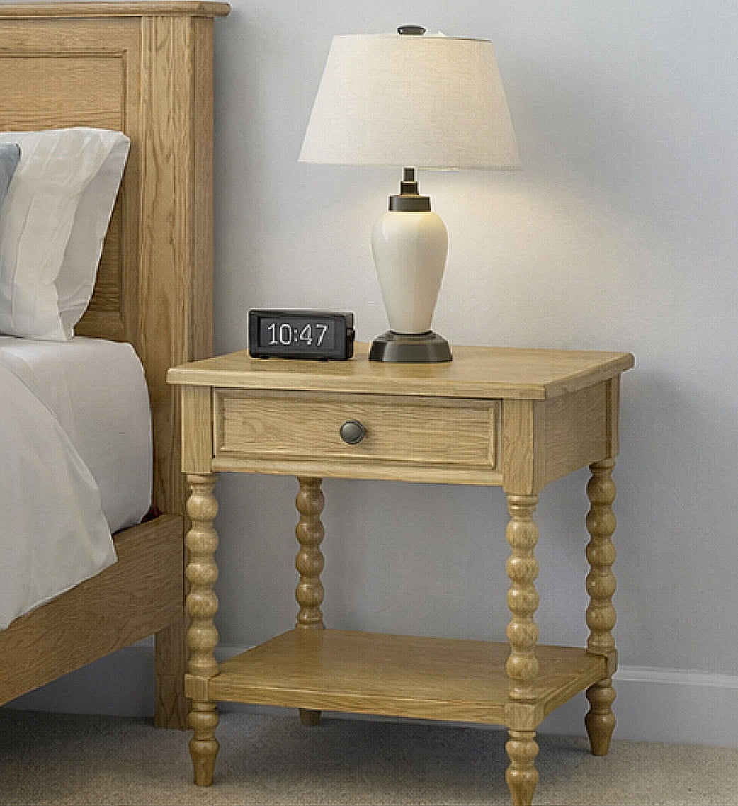 Wood Spindle w/ Drawer & Shelf