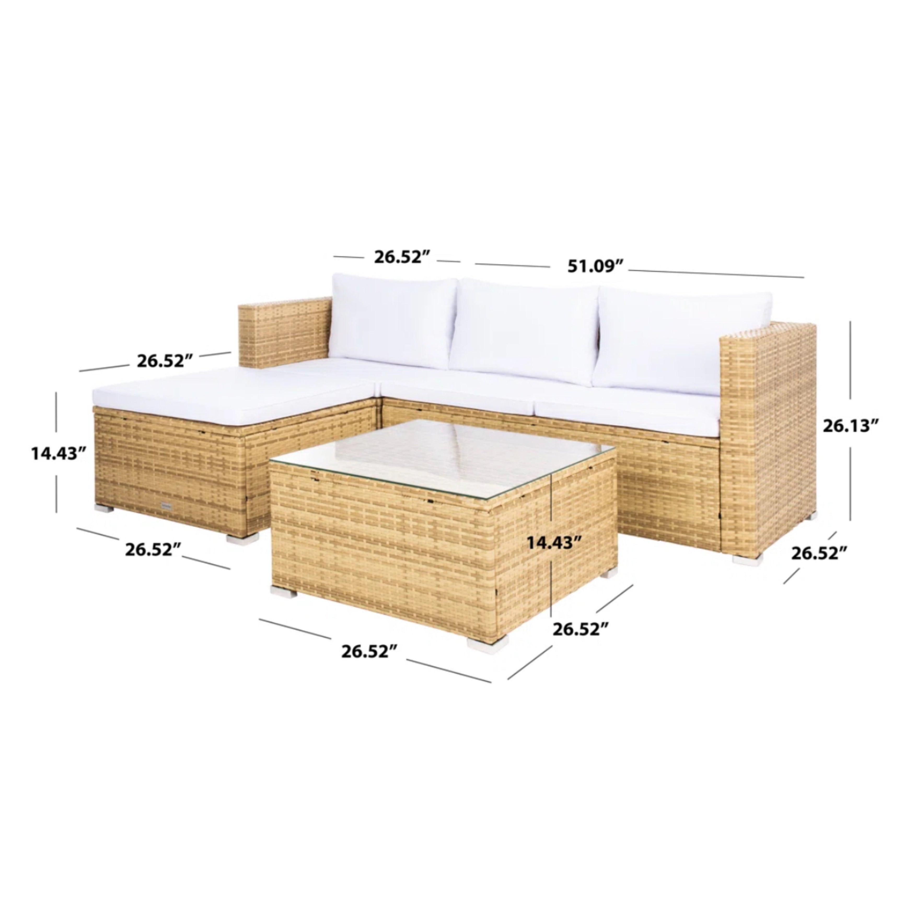 3-Piece L-Shaped Outdoor Patio Sofa Set