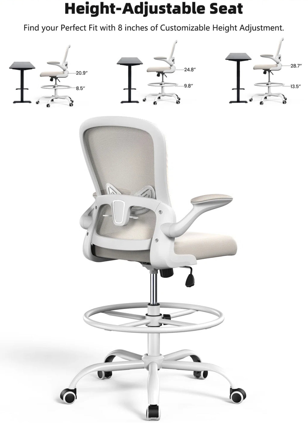 Tall Mesh Chair w/ Adjustable Footrest Ring
