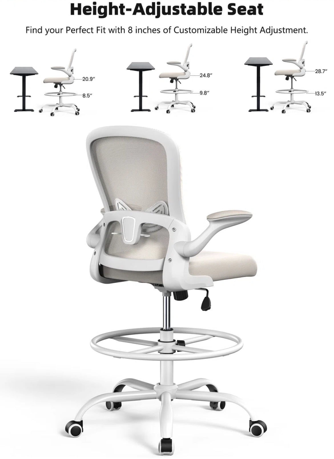 Tall Mesh Chair w/ Adjustable Footrest Ring