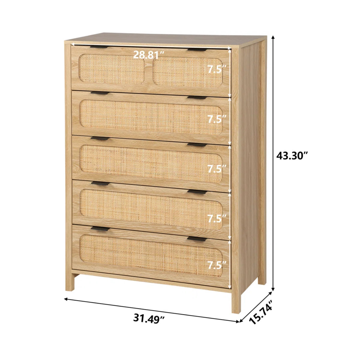 5-Drawer Rattan Chest