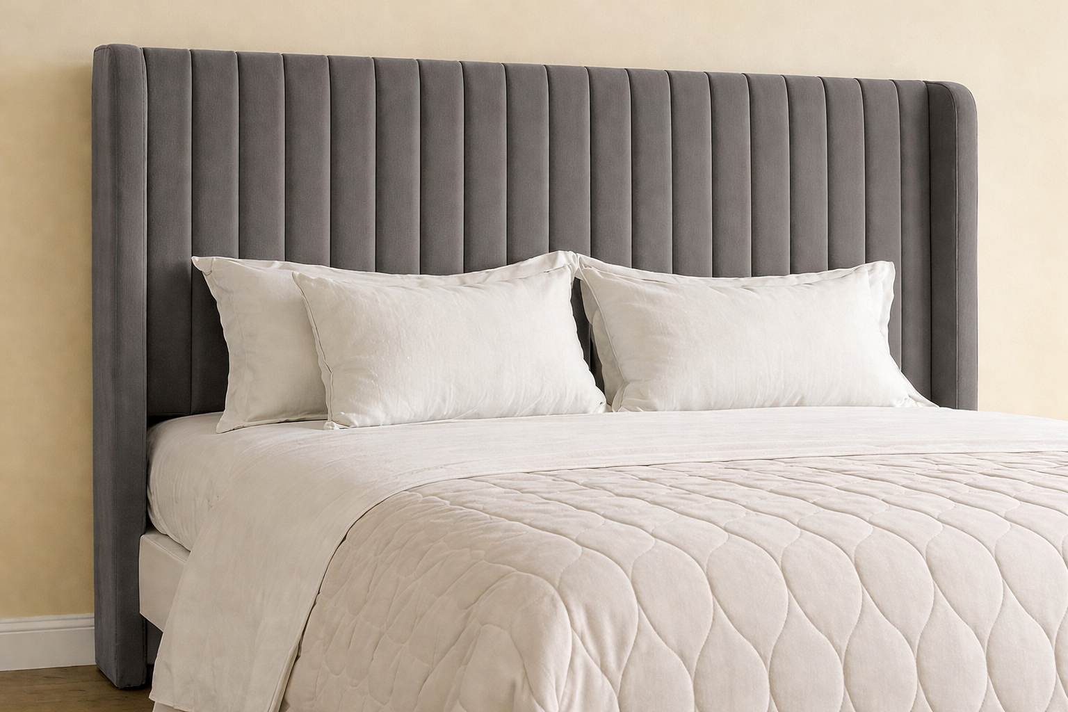Velvet Platform Bed w/ Headboard