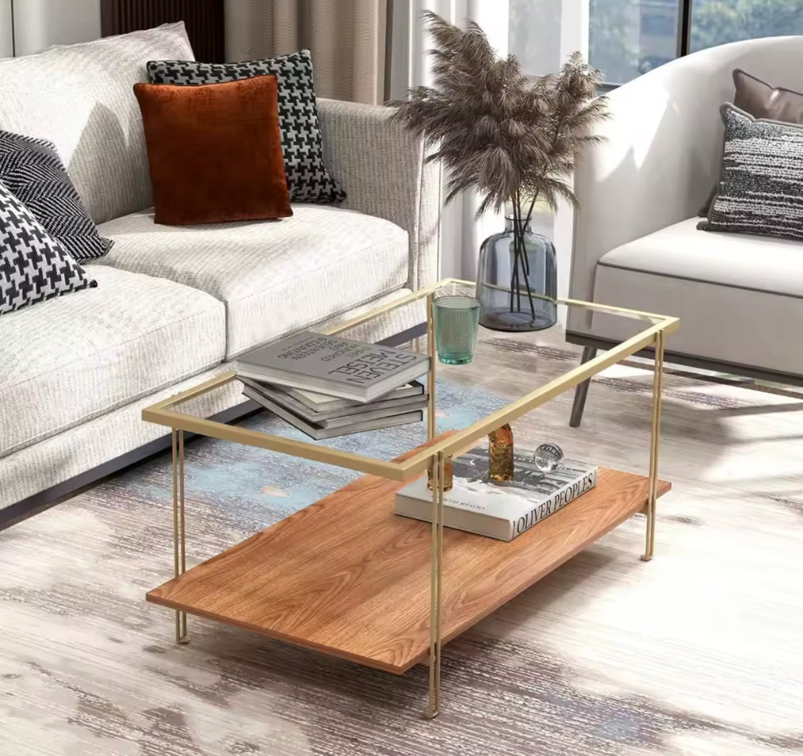 Rectangular Glass Top Coffee Table