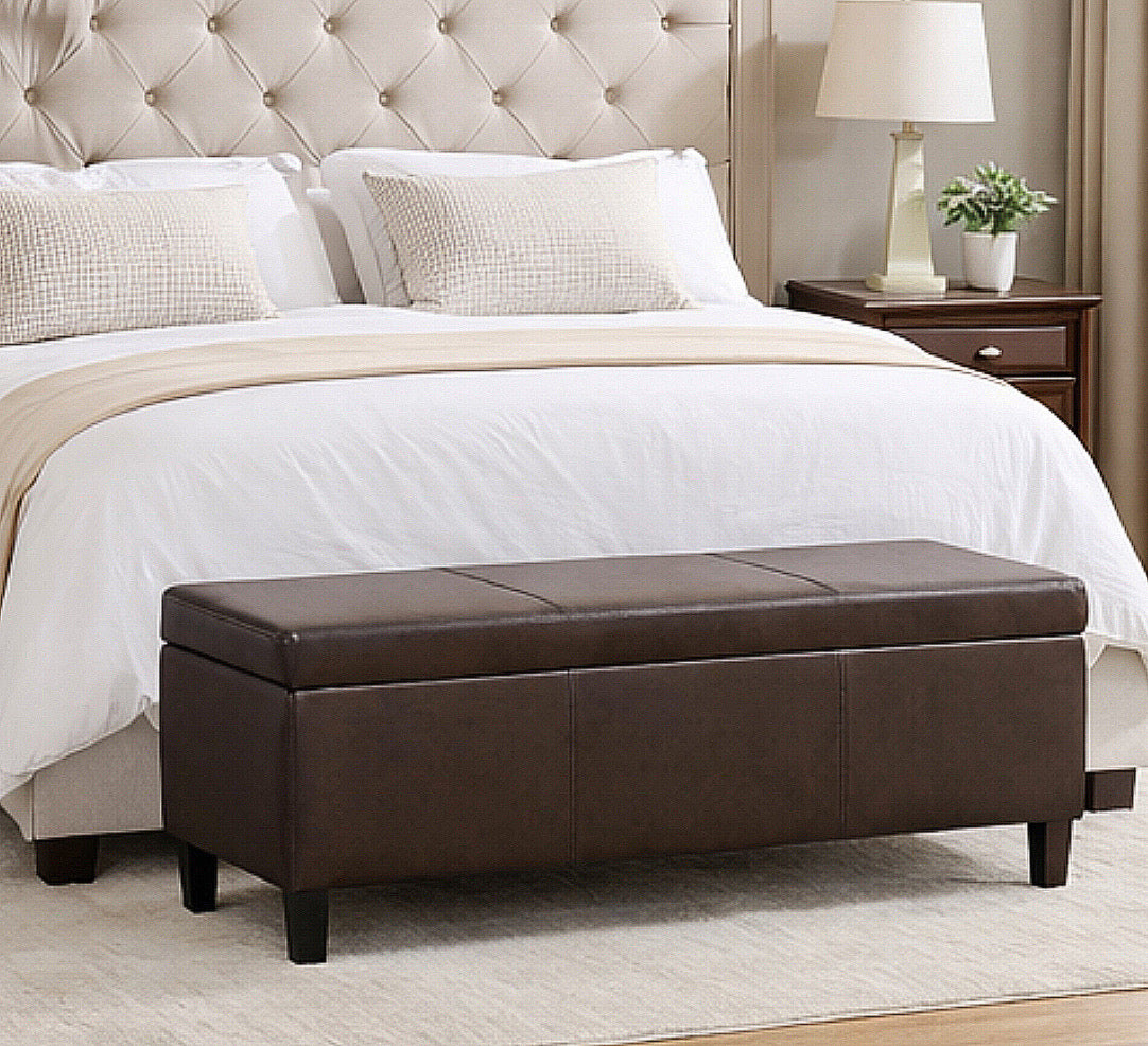 50" Wide Faux Leather Storage Bench