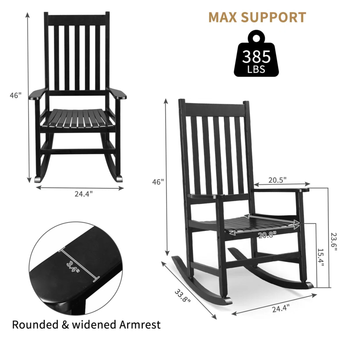 High-Back Wooden Rocking Chair