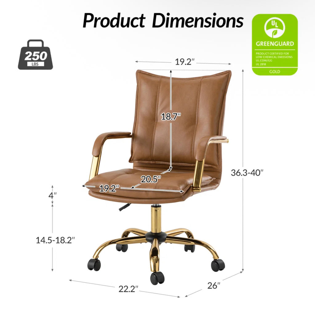 Faux Leather Task Chair w/ Padded Arms