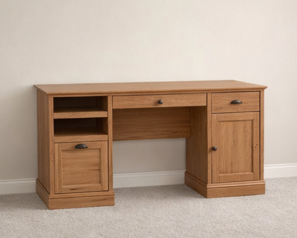 59" Executive Office Desk w/ 3 Drawers & Cabinet
